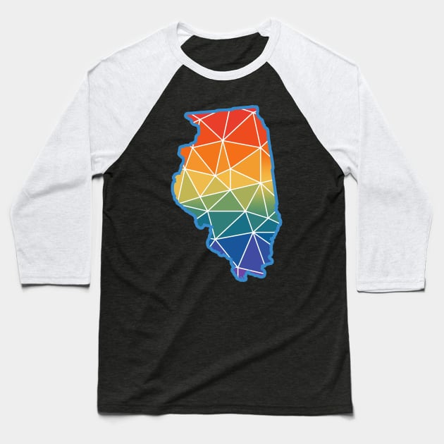 Illinois pride LGBT LGBTQ rainbow polygon Baseball T-Shirt by LiquidLine
